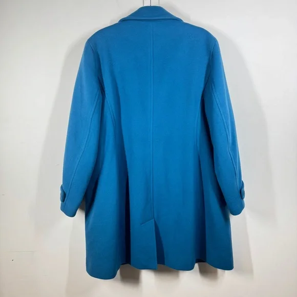 Vintage L.L.Bean Blue 100% Lambswool Coat Classic Winter Overcoat Jacket Size 20 - Picture 8 of 16